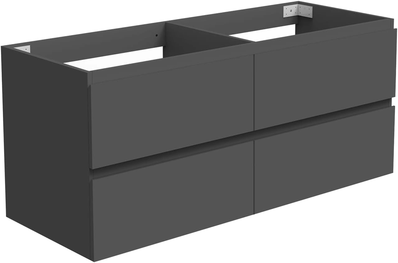 Meuble sous-Vasque 120 cm, 4 Tiroirs À Fermeture Progressive, Meuble Suspendu Anthracite