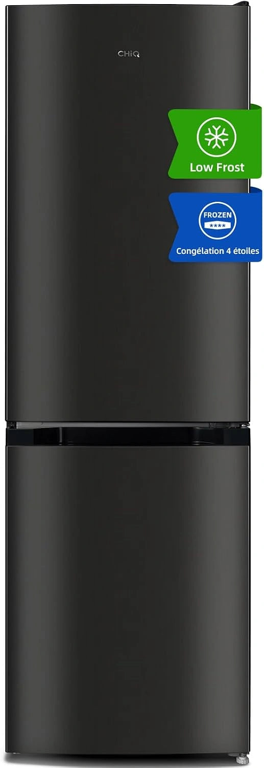 CHiQ 157 L Frigo Combiné Low-Frost Inox Sombre (FBM157L42), Hauteur 144 cm, Largeur 47 cm, Frigo 109 L et Congélateur 48 L, Fonctionnement Silencieux