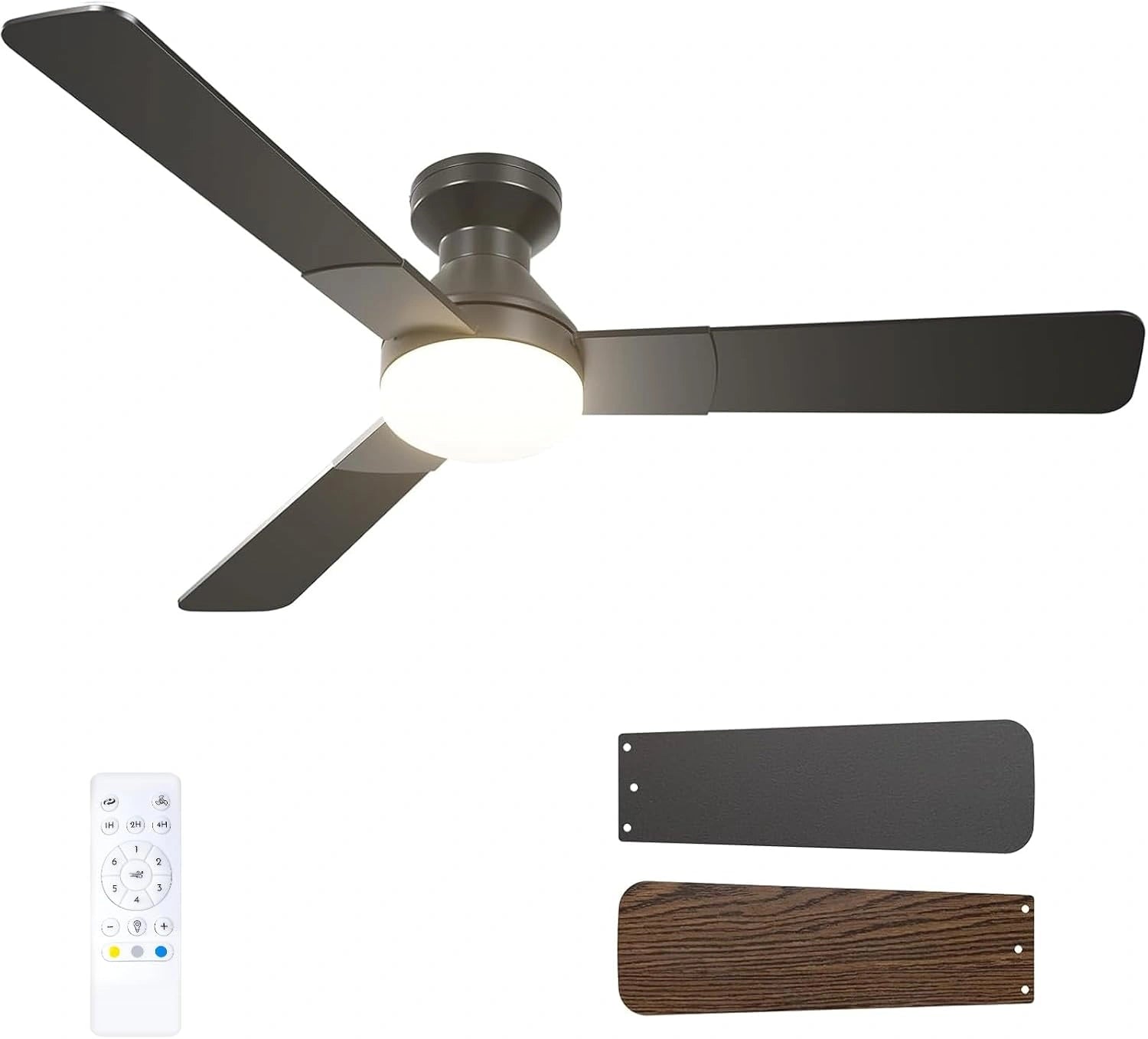 Passky Ventilateur de Plafond avec Lumière 132 cm Double Face Noir