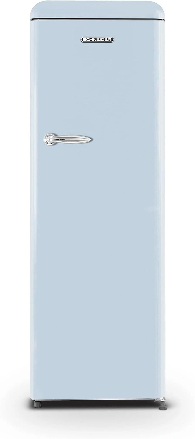 SCHNEIDER SCCL329VBL, Bleu, Réfrigérateur 1 porte Vintage, 337 L, 4 clayettes verre, Froid brassé, Dégivrage automatique, Pose libre, Joints amovibles
