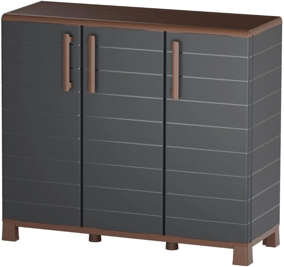 Art Plast - Petit Meuble de Rangement avec 3 Portes et 1 étagère, capacité maximale de 20 kg, intérieur et extérieur, Meuble de Rangement Anthracite