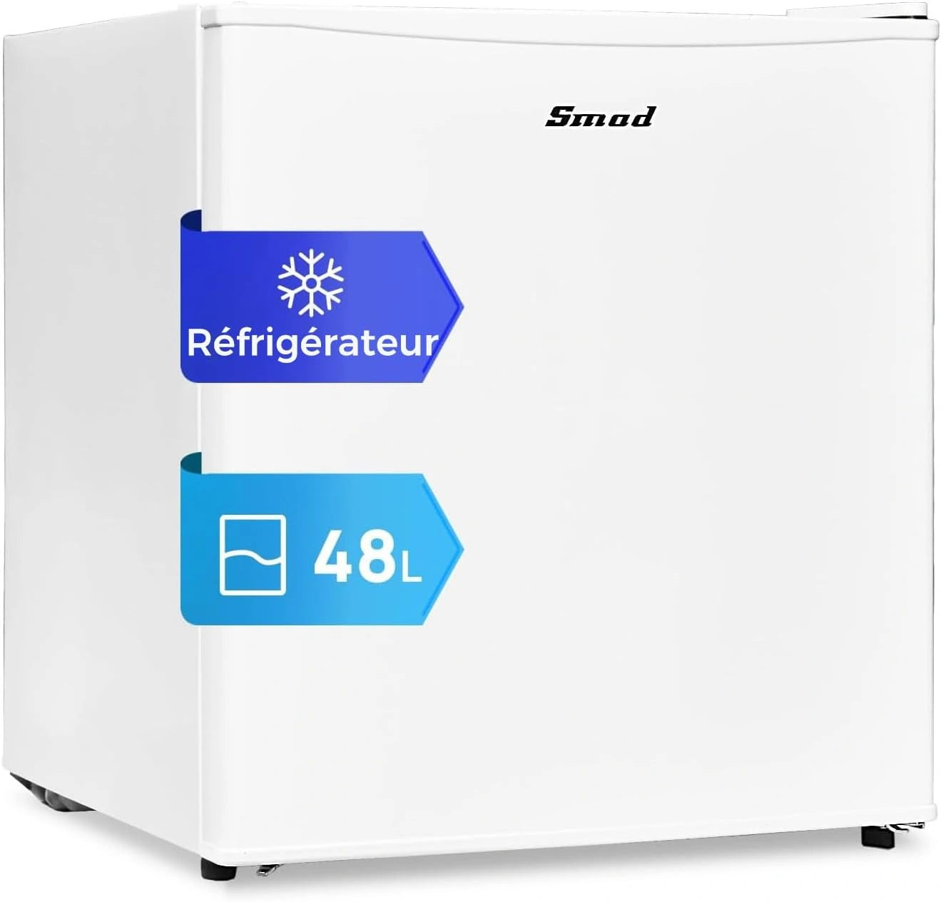 Smad Mini Frigo, Blanc, 48 L, 0-10℃, Mini Réfrigérateur, Petit Frigo, avec Porte Réversible, MiniBar pour Chambre Bureau Hôtel Salon
