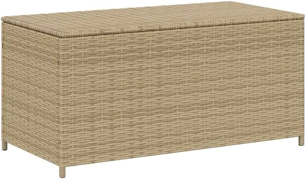 vidaXL Boîte de rangement de jardin mélange beige 190 L résine tressée