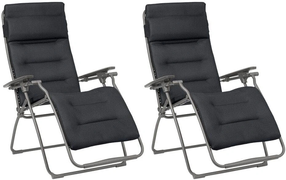 Lafuma - Lot de 2 fauteuils Relax Zéro Gravité, Fabriqué en FRANCE - Garantie 5 ans - Gris - Maintien ferme de tout le dos