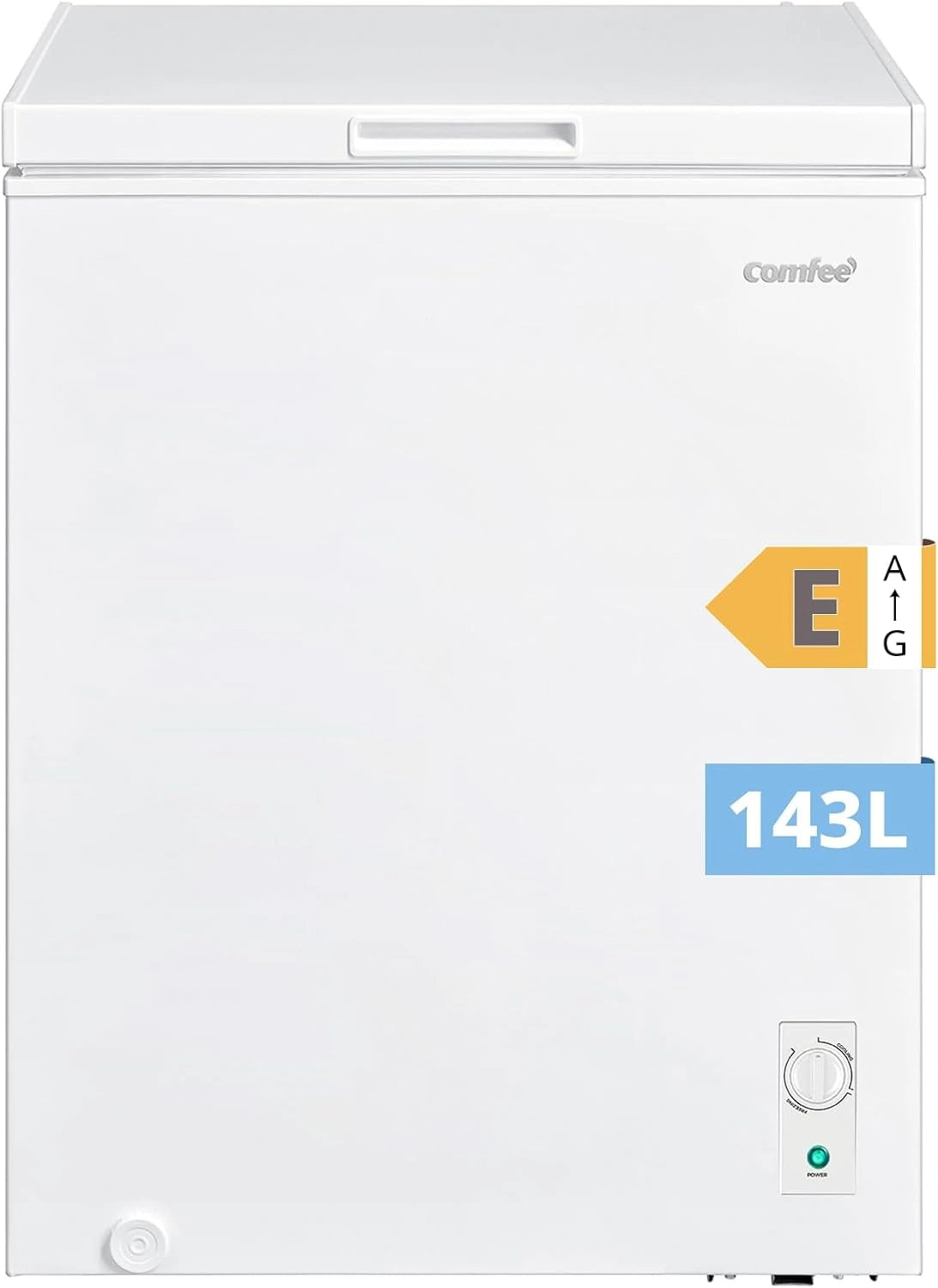 COMFEE' 143 L RCC146WH2EU(E) Congélateur coffre autonome, Blanc, Congélateur 4 Étoile, Convertible congélateur/réfrigérateur, Polyvalent: maison