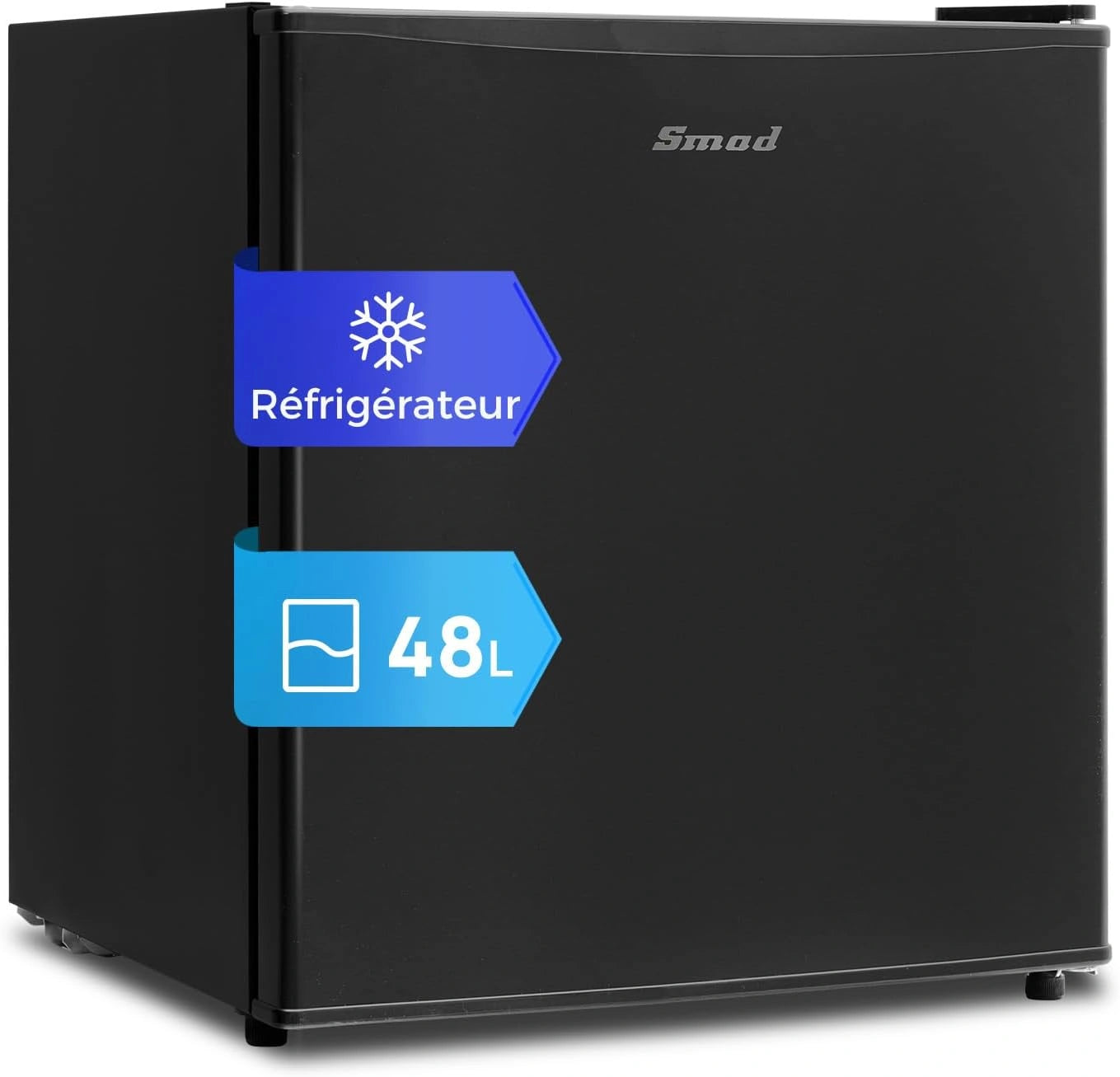 Smad Mini Frigo, Noir, 48 L, 0-10℃, Mini Réfrigérateur, Petit Frigo, avec Porte Réversible, Mini Bar pour Chambre Bureau Studio Hôtel Salon