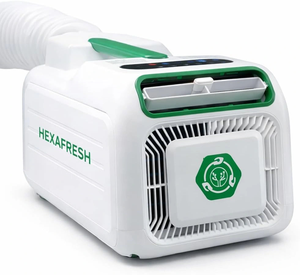 HEXAPRO+ Climatiseur Portable avec Chauffage d'Appoint pour Studio, 4800 BTU, Gaz R290, jusqu'à 15 m², Camping-Car et Van, Mode Turbo, Chambre