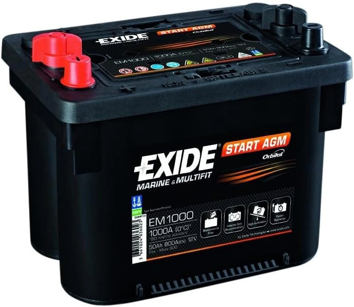 BATERÍA 12 V/50 AH - 800 CCA - AGM EXIDE START EM1000