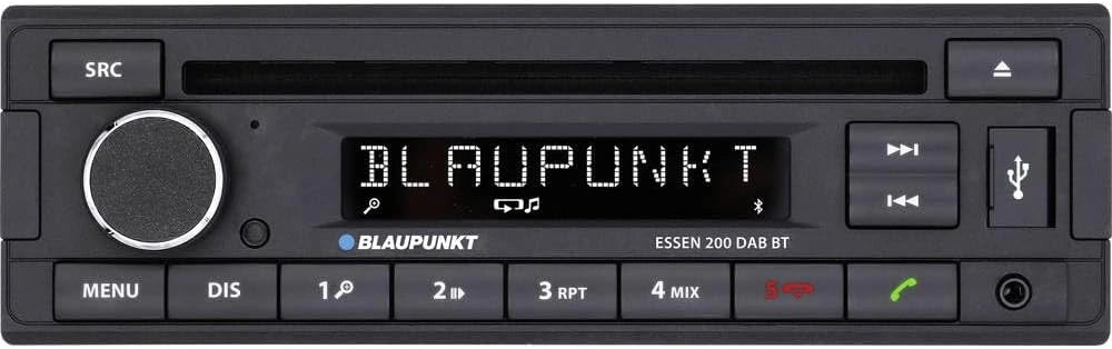 Blaupunkt Essen 200 Dab BT, 1-DIN autoradio, 4x50 Watts, 12 V, kit Mains Libres, entrée auxiliaire, Bluetooth, CD, USB