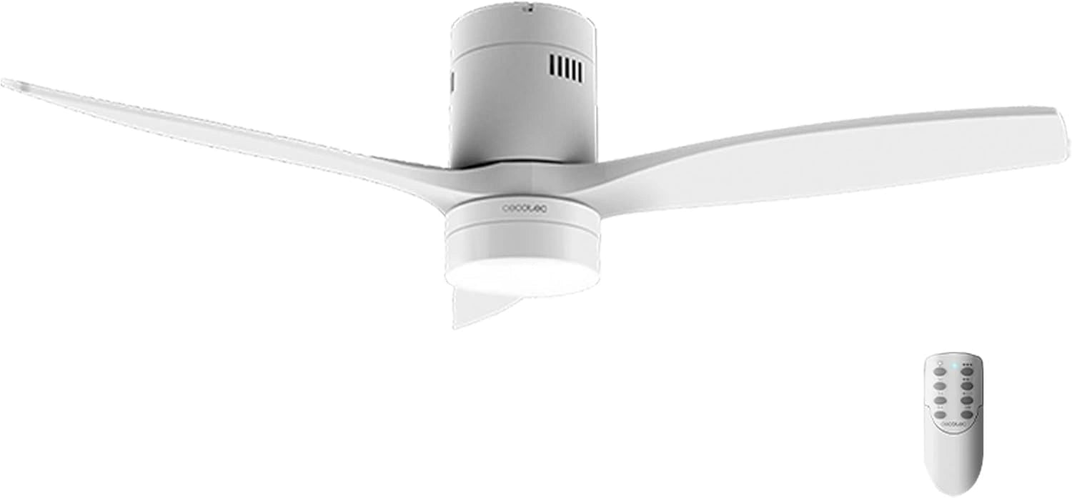 Cecotec Ventilateur de Plafond avec Lumière LED Energysilence Aero 5600 Classic blanc. 40 W, Diamètre 132 cm, 3 Pales, 6 Vitesses, Moteur CC, Minuteur