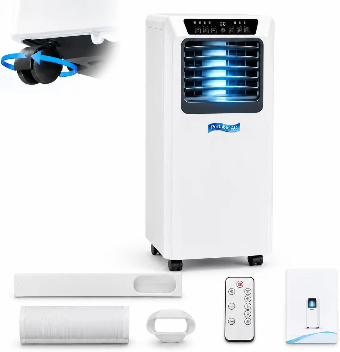Climatiseur Mobile 3 en 1 7000/9000 BTU avec Kit d'Évacuation 7000 BTU, Capacité Nominale 7000/9000 BTU/h avec Télécommande, Refroidissement Efficace
