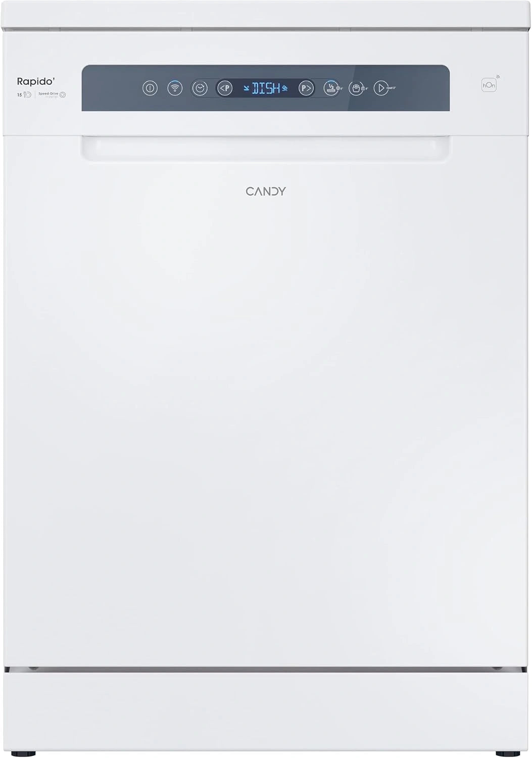 Candy Rapidò CF 5C7F1 W Lave-vaisselle, blanc, 60 cm, 15 services, 8 programmes, départ différé 1 à 23 h, 47 dB, Wi-Fi, moteur inverseur, digital