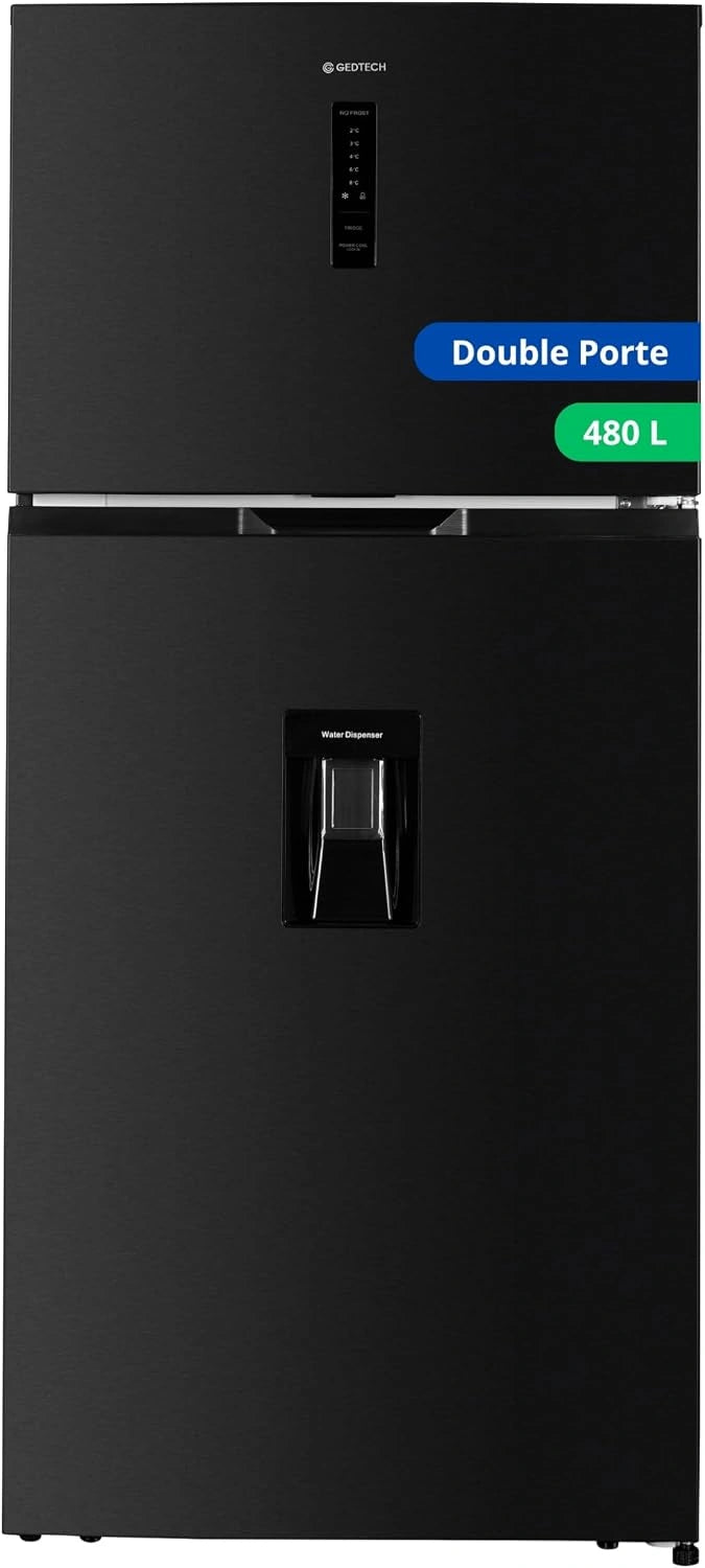 GEDTECH Réfrigérateur Double Porte Grande largeur GDP480NFDX 480 L - No Frost - Distributeur d'eau - Dark Inox