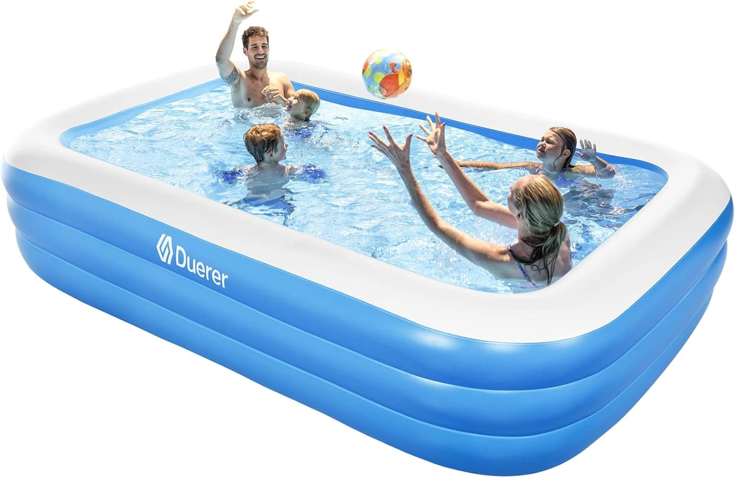Duerer Piscine Gonflable 241 cm x 142 cm x 56 cm, Balcon fête d'été(Bleu), Piscines Gonflables Adulte Rectangulaire, Extérieur
