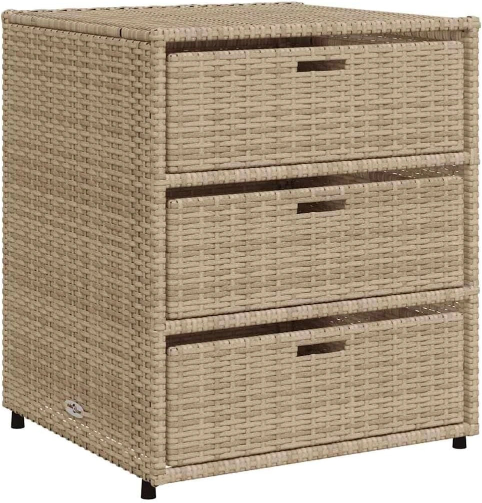 vidaXL Armoire de Rangement de Jardin Beige 55x59x69 cm résine tressée, piscine