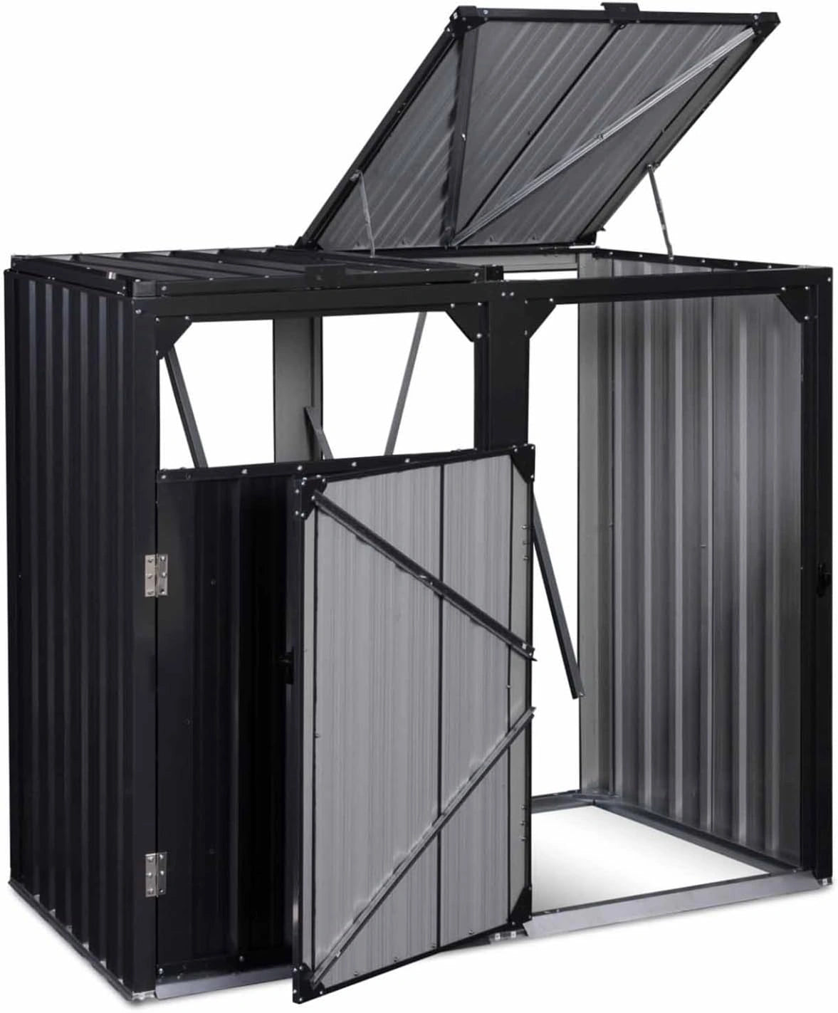 IDMarket - Cache Poubelle Double en Acier Gris Anthracite, 120 cm, 110 cm