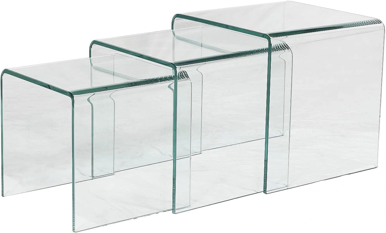 Vente-unique Tables Basses gigognes Minka - Verre courbé Transparent, 12 mm