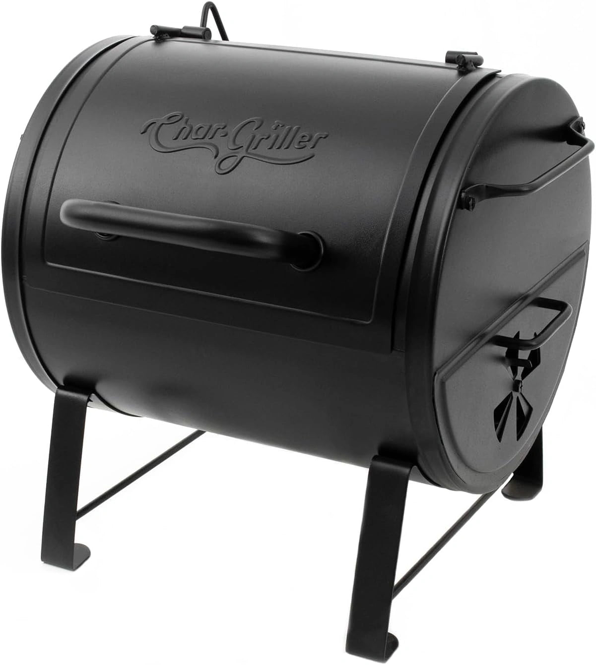 Char-Griller E82424 Barbecue à charbon portable et fumoir latéral pour barbecue et fumoir, noir, 250 cm² Espace de cuisson, poêle à cendres EasyDump