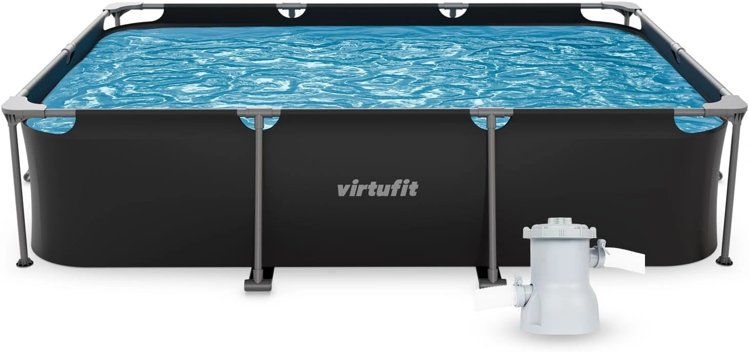 VirtuFit Piscine (Noir, 300 x 210 x 66 cm (INKL. Filterpumpe), Rectangulaire)
