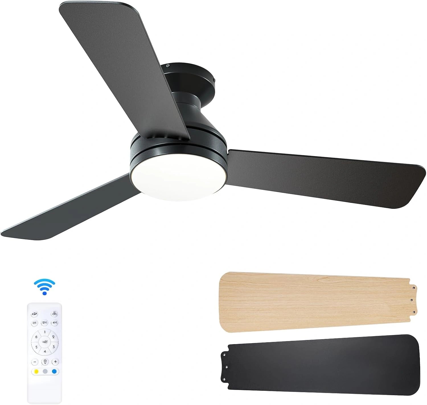Passky Ventilateur de Plafond avec Lumière 107 cm Double Face Noir
