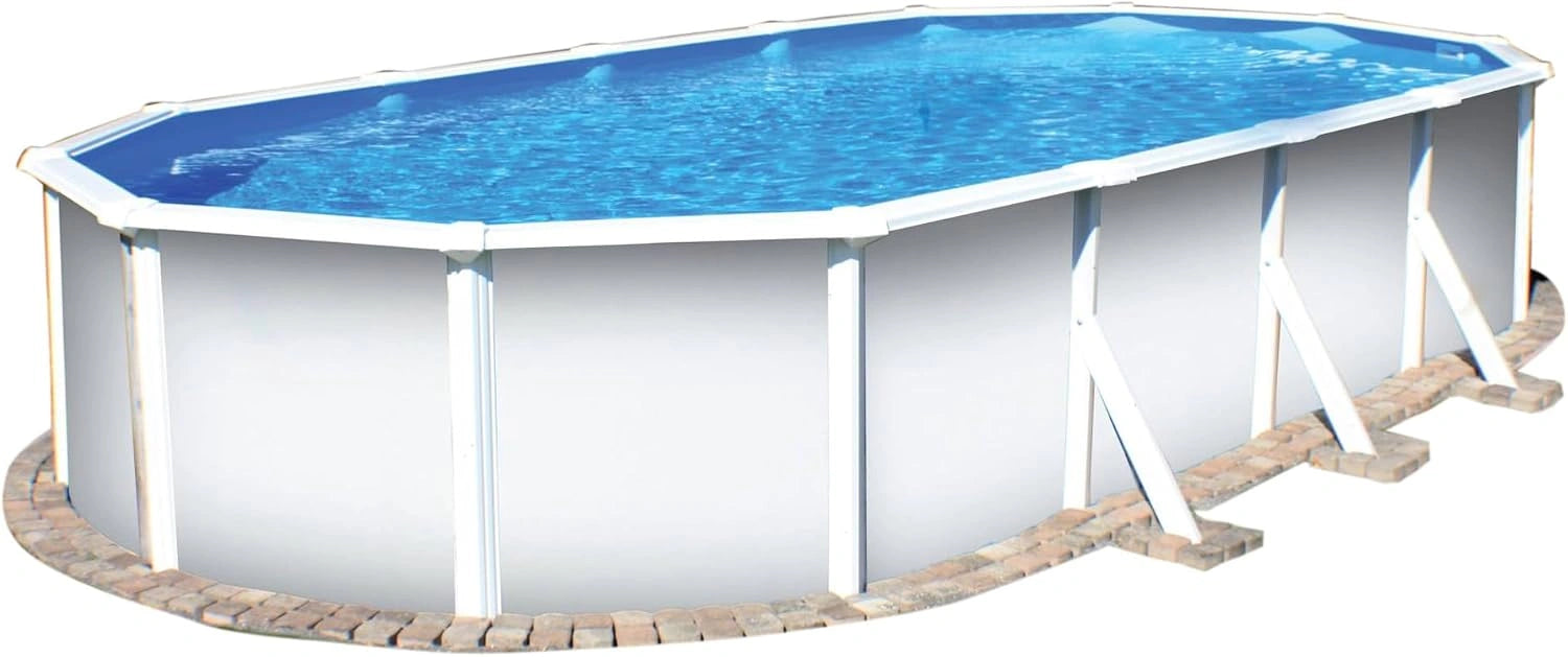 Planet Pool Piscine ovale Classic à paroi en acier 610 x 360 x 120 cm, acier 0,4 mm blanc, film 0,3 mm bleu, superposé