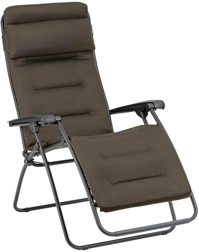 Lafuma Mobilier Fauteuil Relax matelassé Zéro Gravité - RSX Clip, Fabriqué en FRANCE - Garantie 5 ans - Marron - Maintien ferme de tout le dos