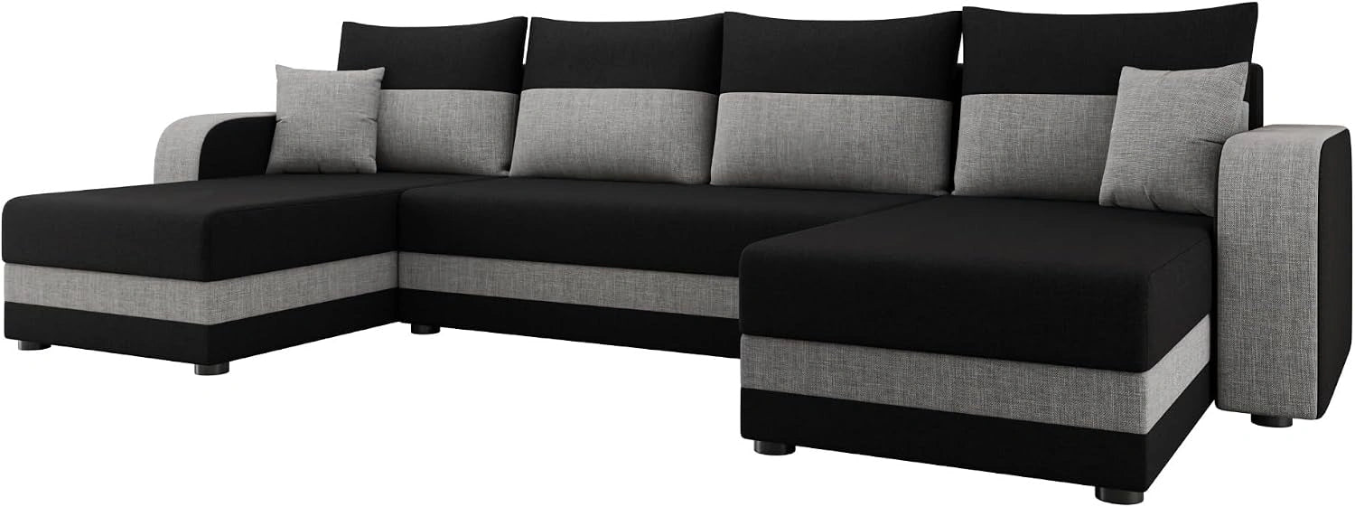 Bestmobilier Harvey - canapé panoramique en U - 7 Places - Convertible avec Coffre - en Tissu