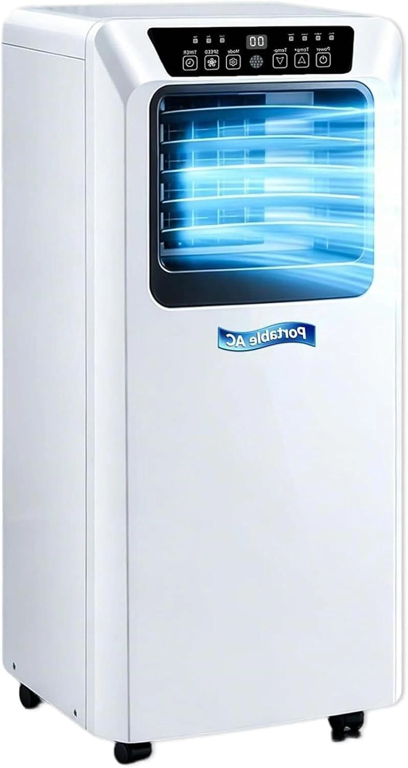 Climatiseur Mobile Monobloc 3 en 1 avec Tuyau d'Évacuation (9000 BTU), Minuterie 24 h, 2 Vitesses, Mode Nuit, Appartement et Bureau