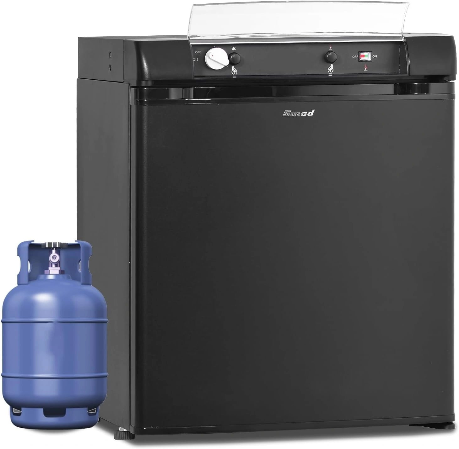 Smad Frigo Gaz Camping Car, Noir, 40 L, Frigo Trimixte 12 V 220 V Gaz, Mobile-home, Mini Réfrigérateur Portable pour Caravane, Camion, Fourgon, Garage