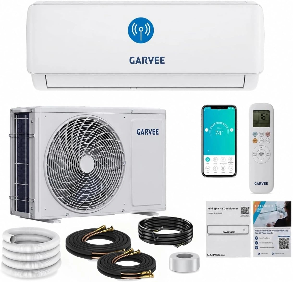 Climatiseur Split Reversible, 3.5 KW Climatiseur Mural, 12000 BTU, Réfrigérant R32, Climatisation Split Silencieuse, Refroidissement A++/Chauffage A
