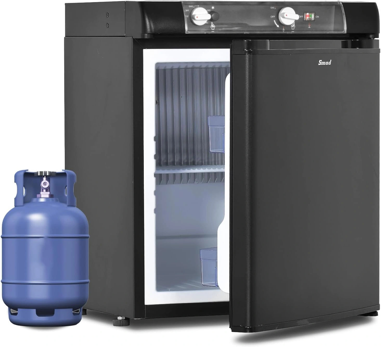 Smad Frigo Trimixte, Noir, 40 L, Frigo Camping car 12 V 220 V Gaz, Mobile-home, Réfrigérateur Camping Gaz pour Caravane, Camion, Fourgon, Garage, Gîte