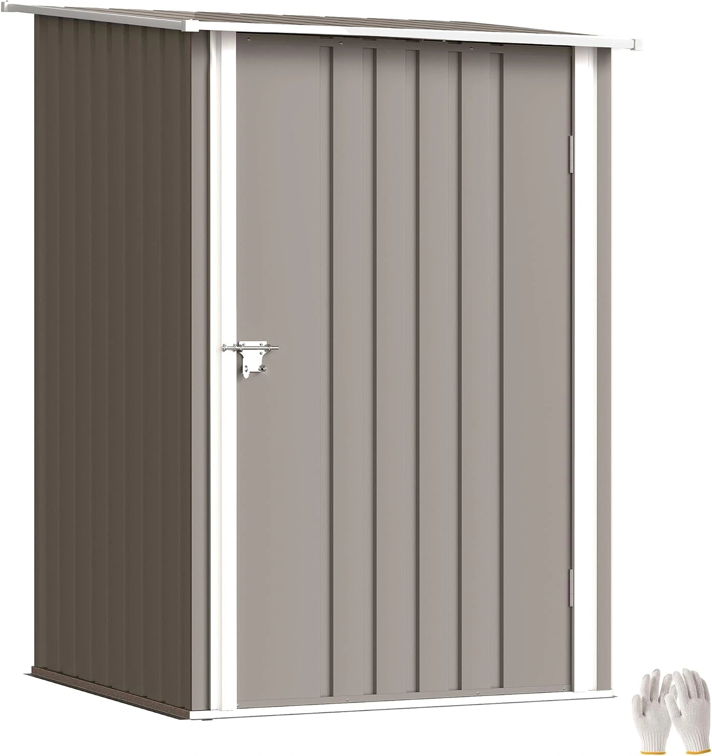Outsunny Abri de Jardin 1 m² Cabanon 1 L x 1,03 l x 1,6 h m Marron et Blanc, Porte Verrouillable, Tôle d'Acier Ondulée, Remise pour Outils
