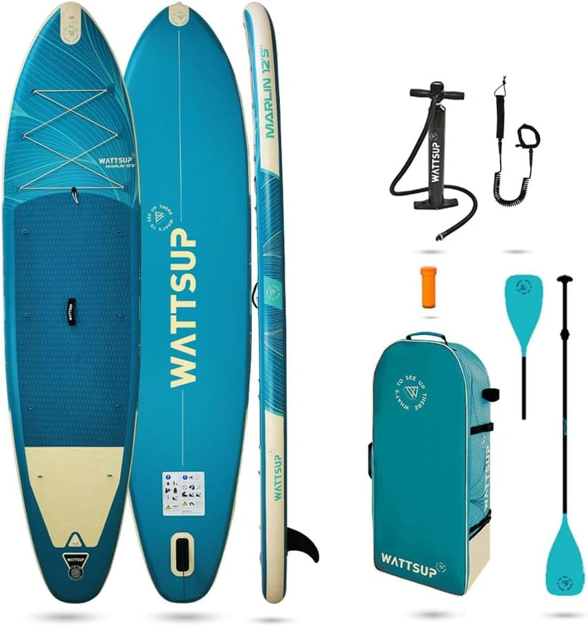 Wattsup - Sup Stand Up Paddle Gonflable - Gamme Essentials - Dropstitch - Pack Complet: Pagaie 2in1 Leash Pompe Sac de Transport