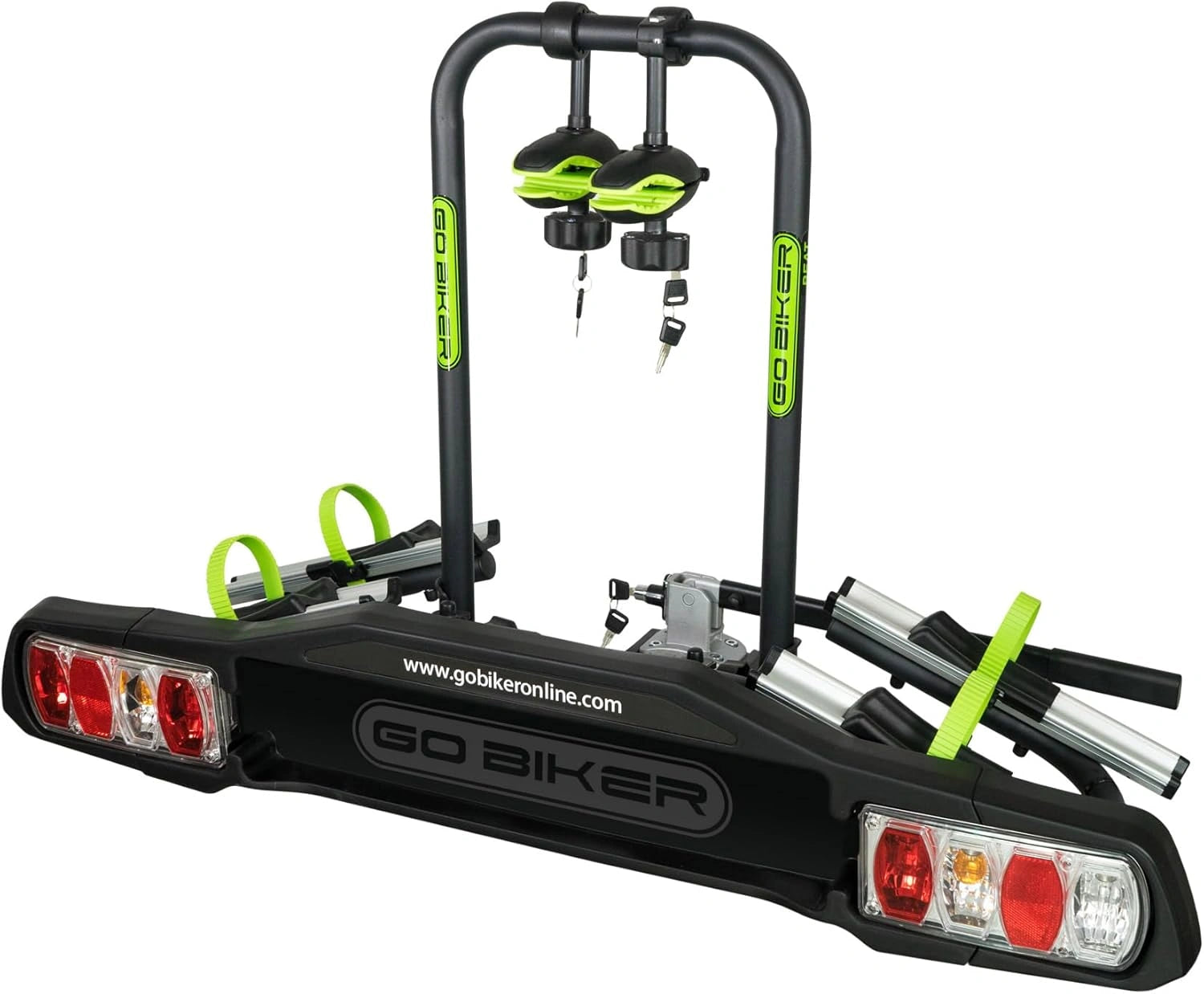 Beat Porte-vélos pour 2 vélos - Attelage avec Antivol - Supporte 15kg par Rail - Châssis Acier/Aluminium - Bras Ajustables pour Tous Types