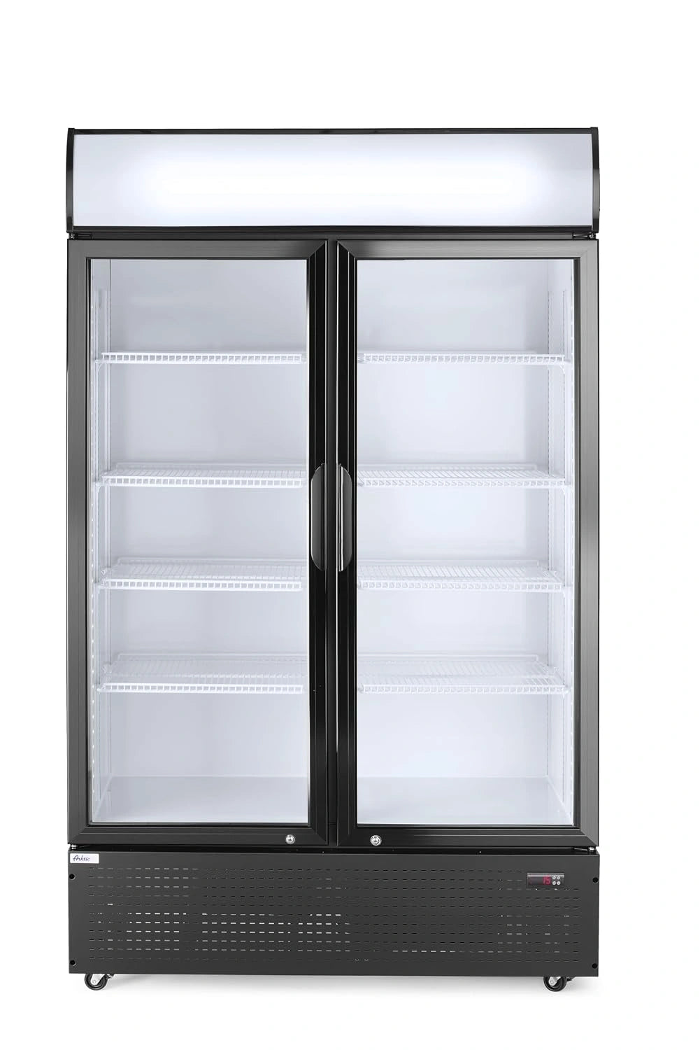 HENDI Réfrigérateur publicitaire Arktic pour boissons, acier revêtu par poudre noir, 2 portes, 512 L, 0–10°C, 220 V, 510 W, 1120x585x(H) 1900 mm