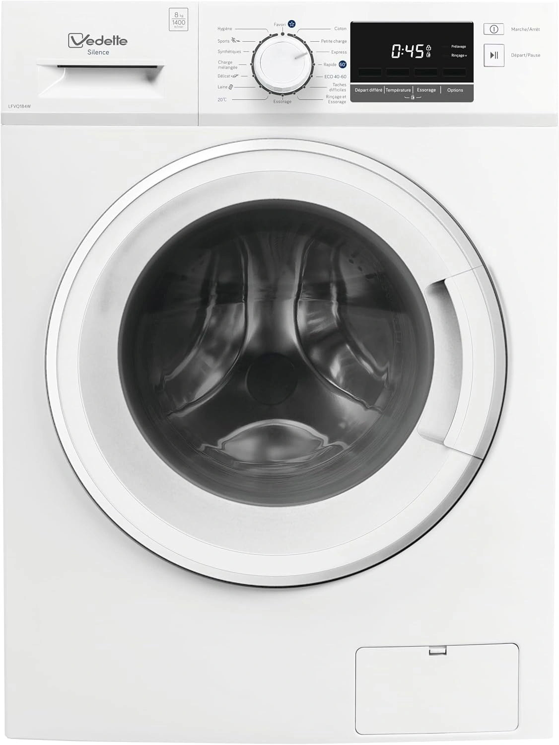 Vedette LFVQ184 W, Blanc, 8kg, 1400 trs/min, Lave linge Front