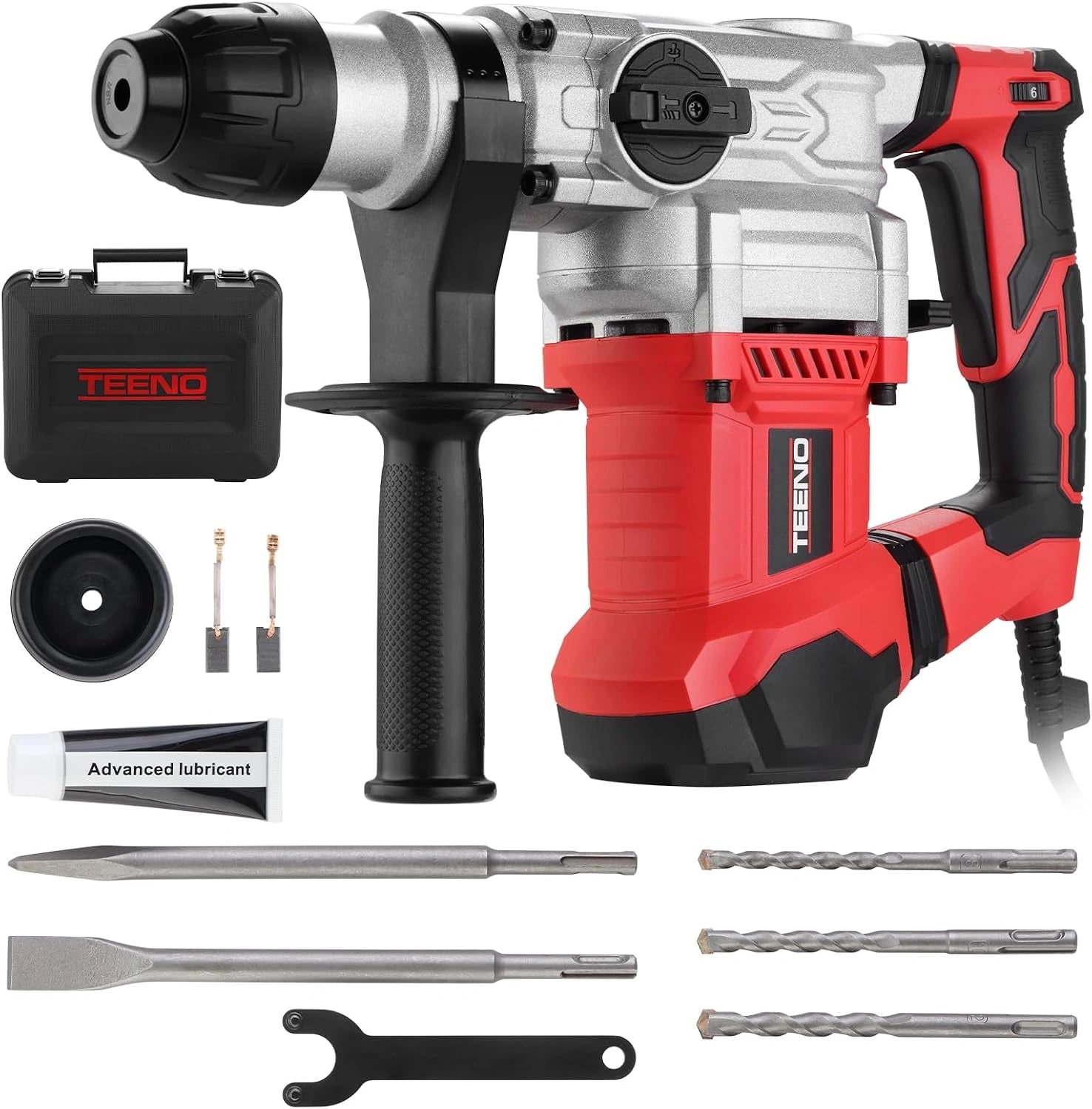 SDS-Plus Marteau Perforateur 1500 W, 6 Vitesse Variable avec 4 Fonctions, 4500BPM, Câble de 2 mètres