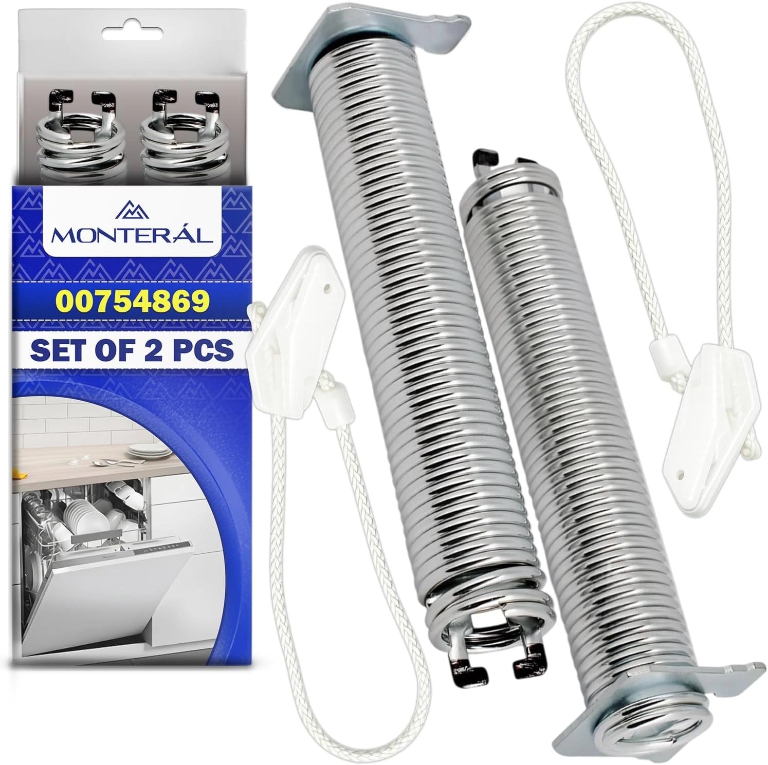Kit Ressort Noir et Câble pour Lave Vaisselle Porte avec le Code Original 00754869 754869 pour Bosch pour Siemens - Garantie de 10 Ans - MONTERAL