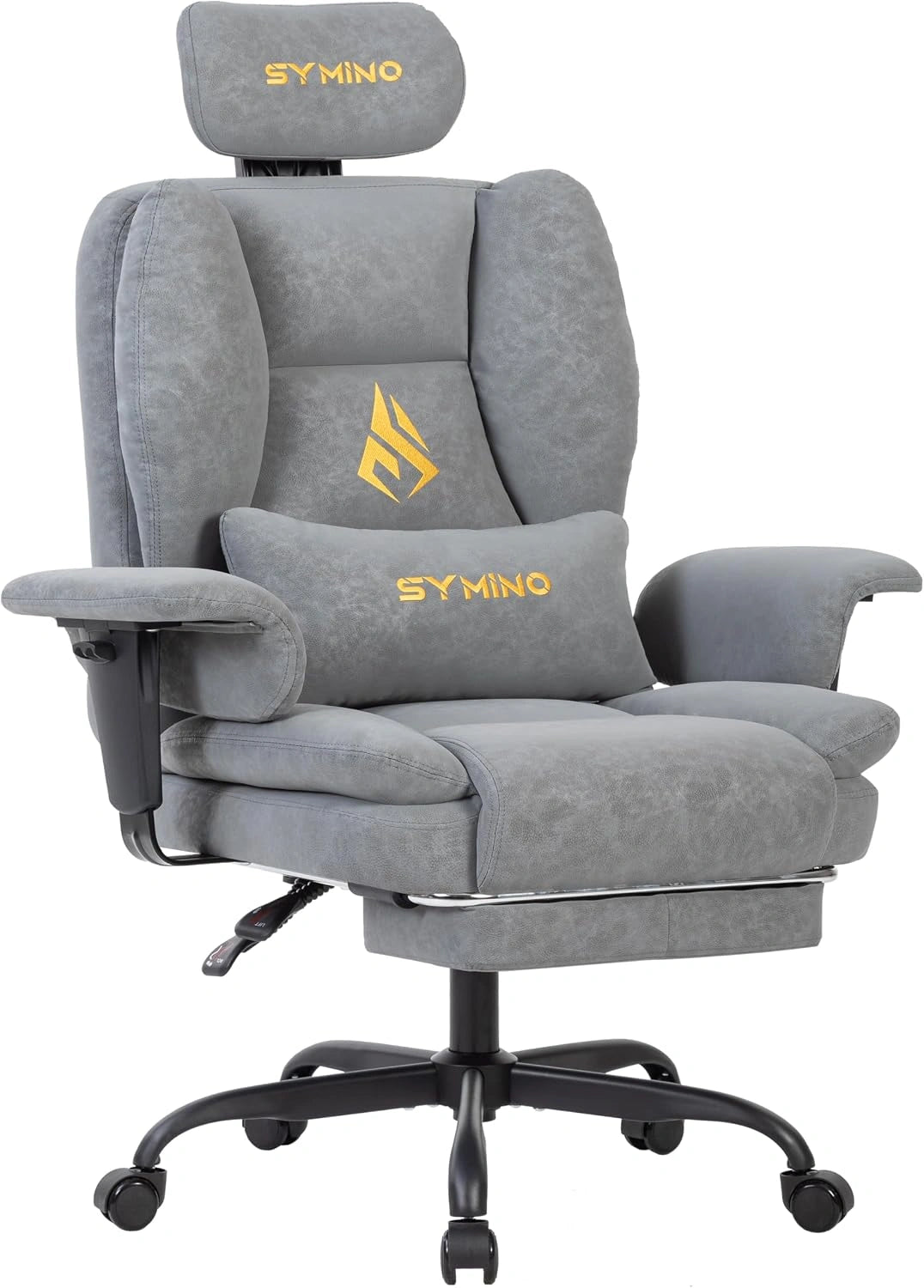 Symino Chaise Gaming Fauteuil Gaming Ergonomique - Chaise Bureau avec Repose-Pieds Réglable, PU en Cuir 130kg