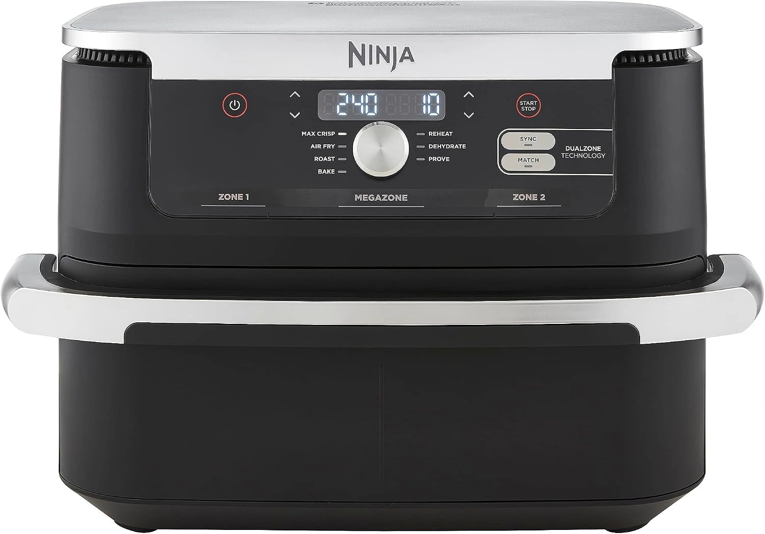 Ninja Foodi FlexDrawer Air Fryer 2 Compartiments, Noir, 10,4 L, 7 en 1 AF500EU, Séparateur Amovible Grande Capacité de 10.4 L, Max 240°C