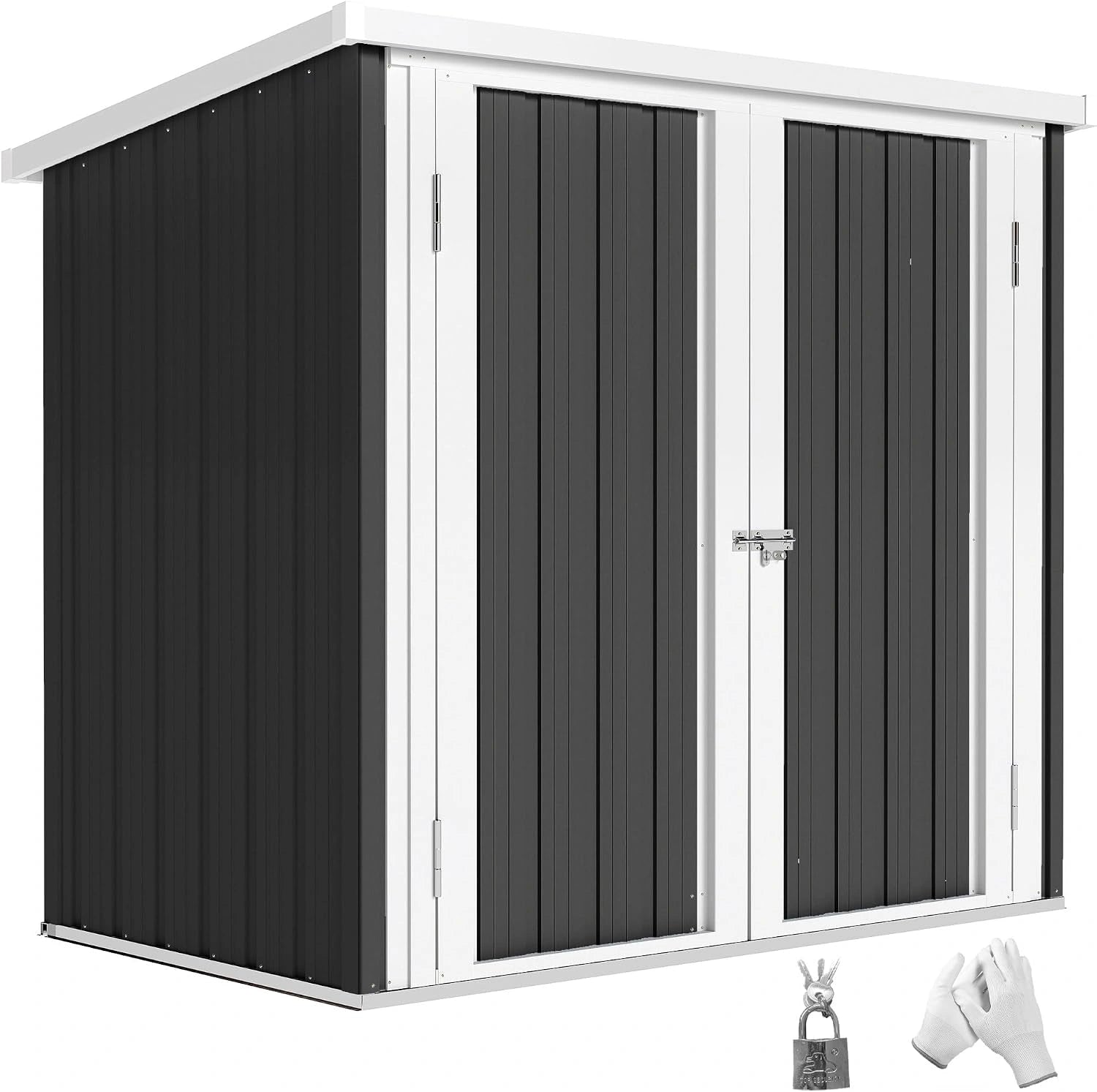 Outsunny Abri de Jardin Cabane 1,09 m² 2 Portes 147 x 86 x 134 cm Noir, Cabanon Rangement Outils, Portes Verrouillables, Tôle d'Acier