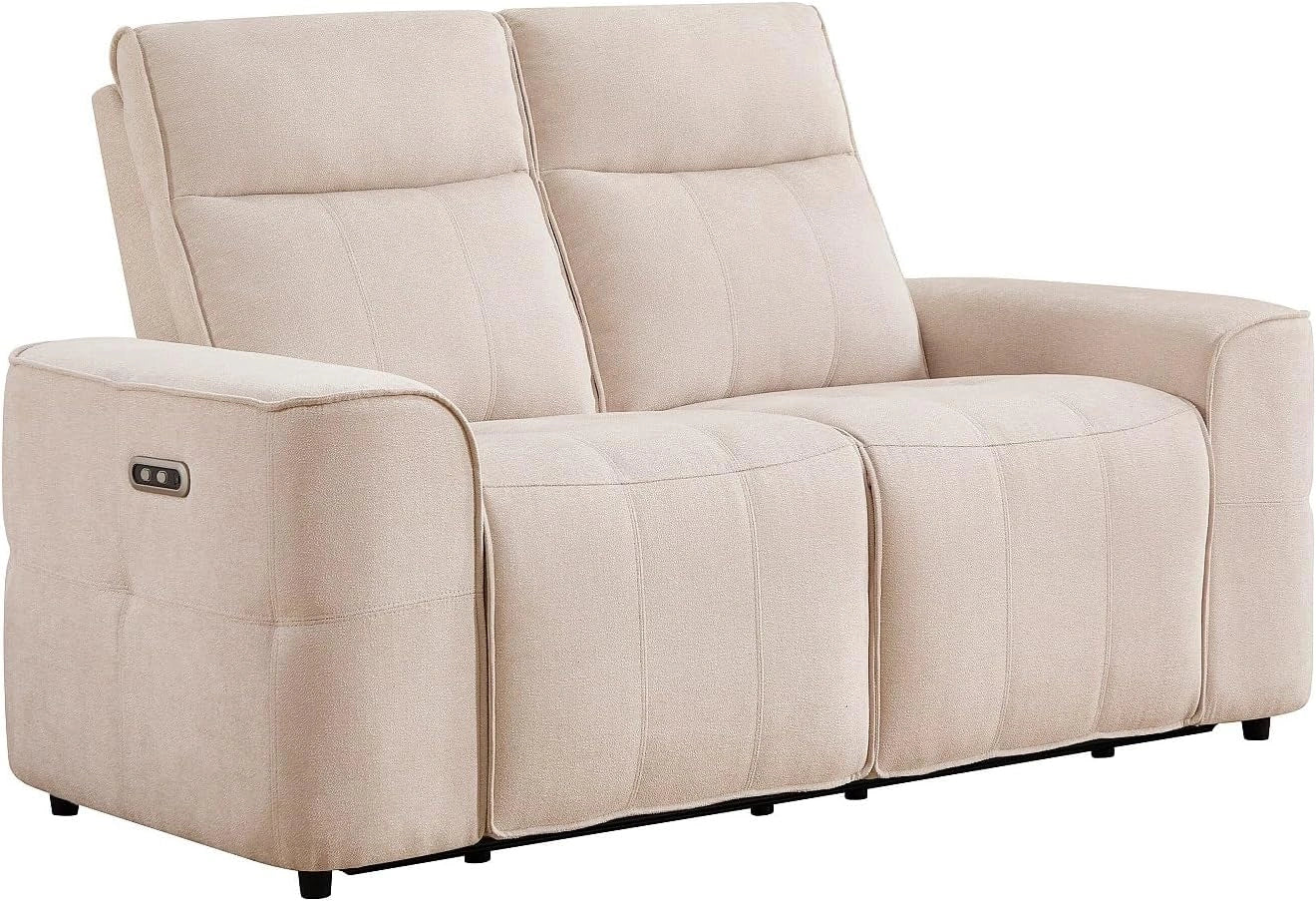 Vente-unique - Canapé 2 Places Relax électrique en Tissu Chenille Beige SCAMOCO, 49 cm, 54 cm