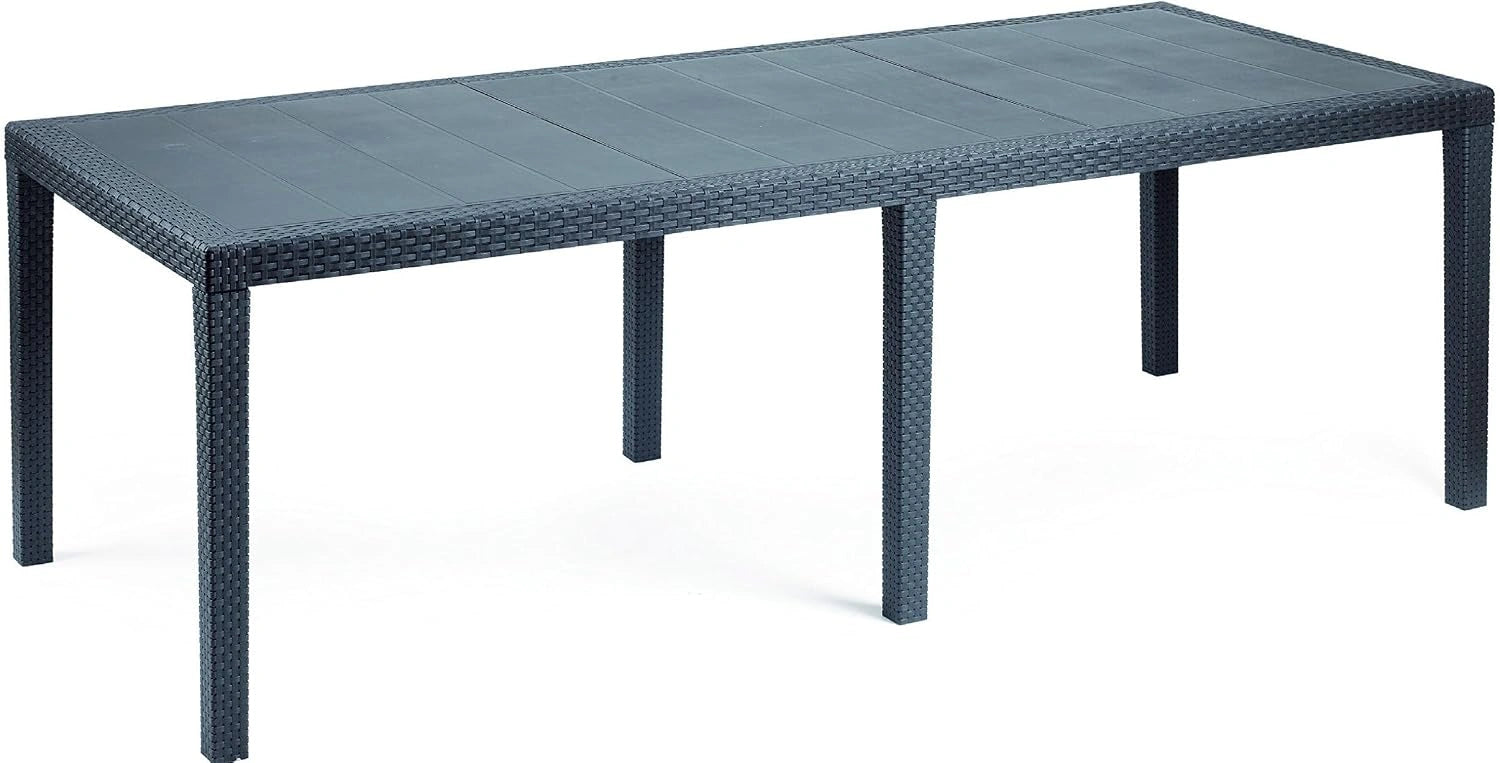 Dmora - Table d'extérieur Roma, 100% Made in Italy, 150/220x90h72 cm, Etagère à manger rectangulaire extensible, Anthracite