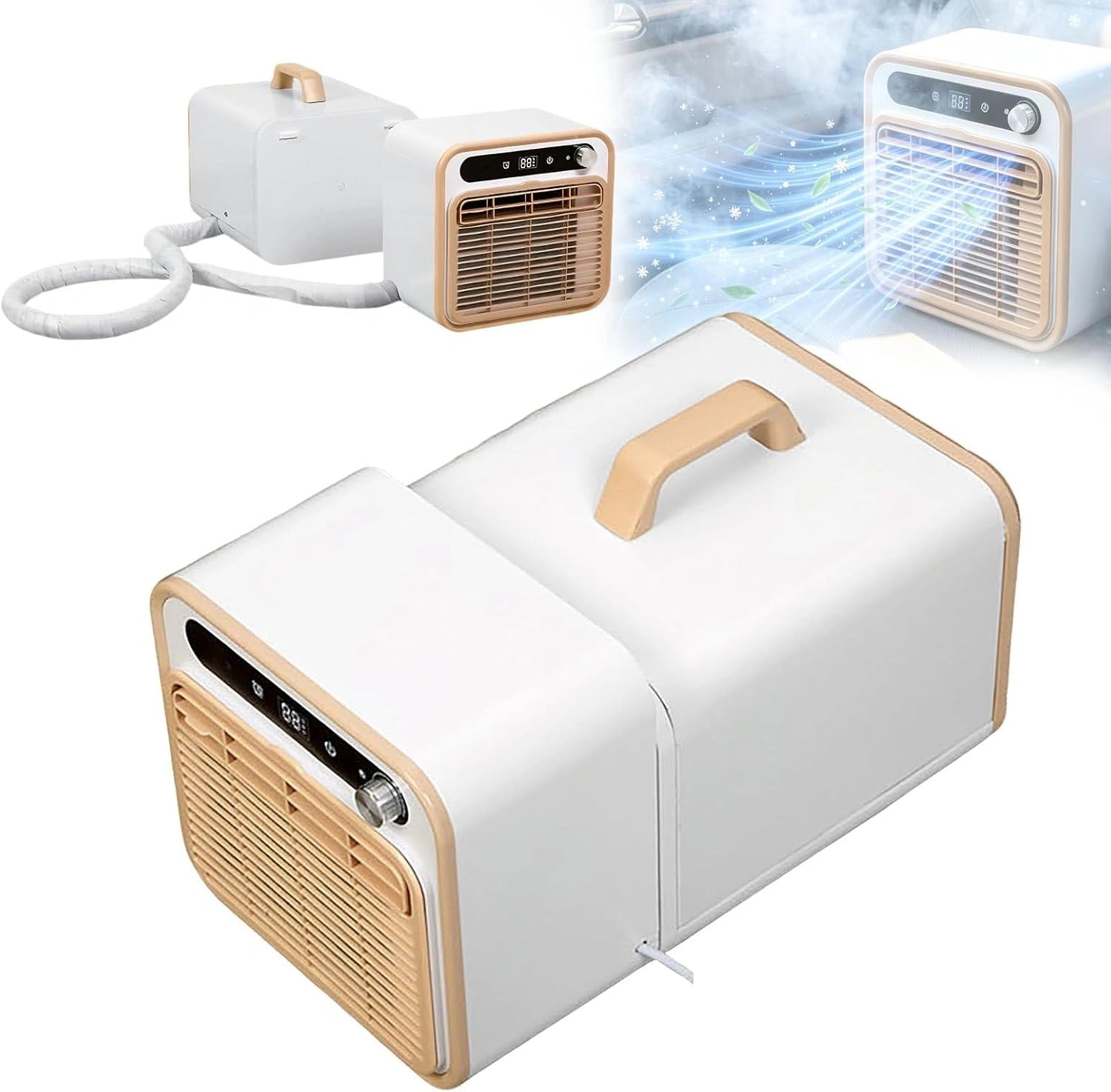 Climatiseur Portable Split, 5000 Btu Unité De Refroidissement 2 m, Silencieuse Et Intelligente Avec Commande Tactile et Minuterie De 12h, Tente