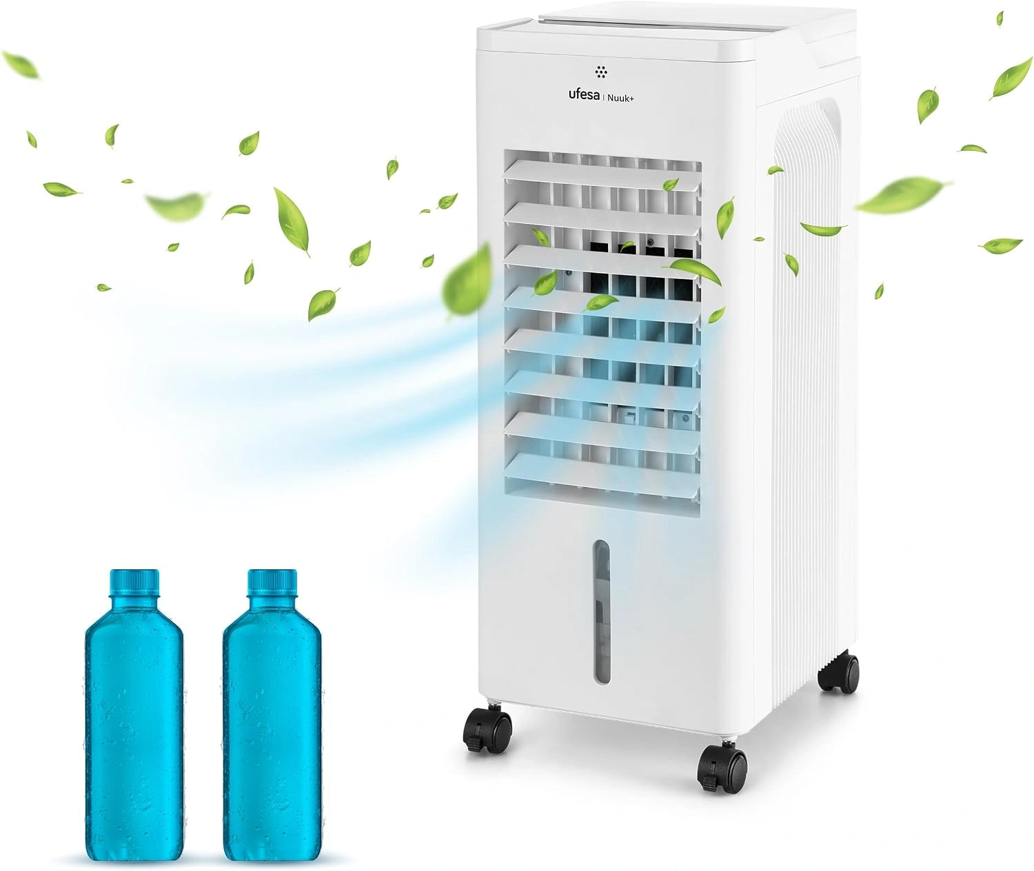 Ufesa Nuuk+ Climatiseur Mobile, Fonction 3 en 1 de Refroidissement, 65 W, 3 Vitesses, 3 Modes, Réservoir 6 L, Minuterie 12h, Ionisé et Ventilateur