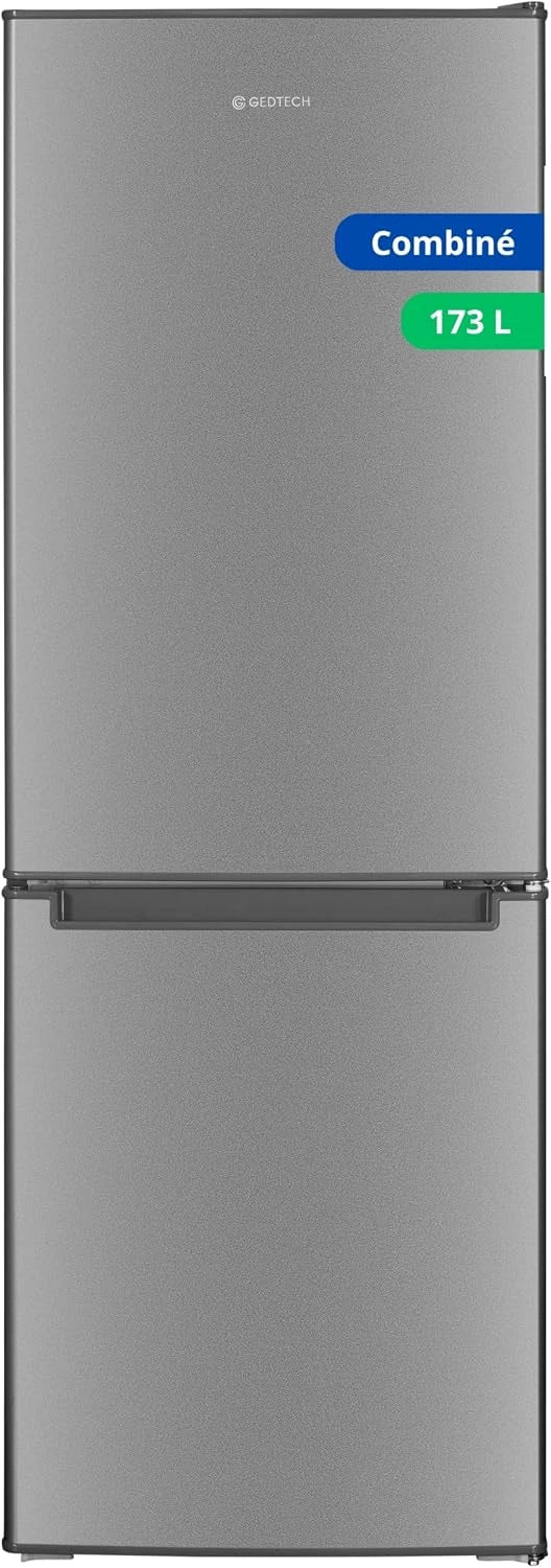 GEDTECH Réfrigérateur combiné congélateur bas 173 L GCB173SL - Gris - Hauteur 143 cm, Porte réversible