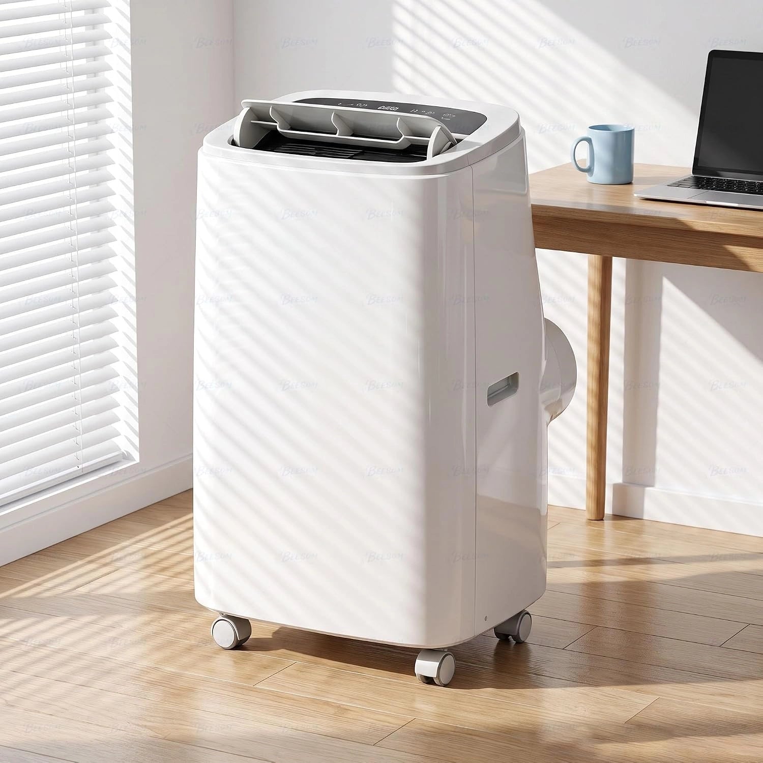 Climatiseur Mobile Sans évacuation Portable, Design Blanc Léger, Oscillation 90° 18000 BTU, 3 Vitesses Réglables