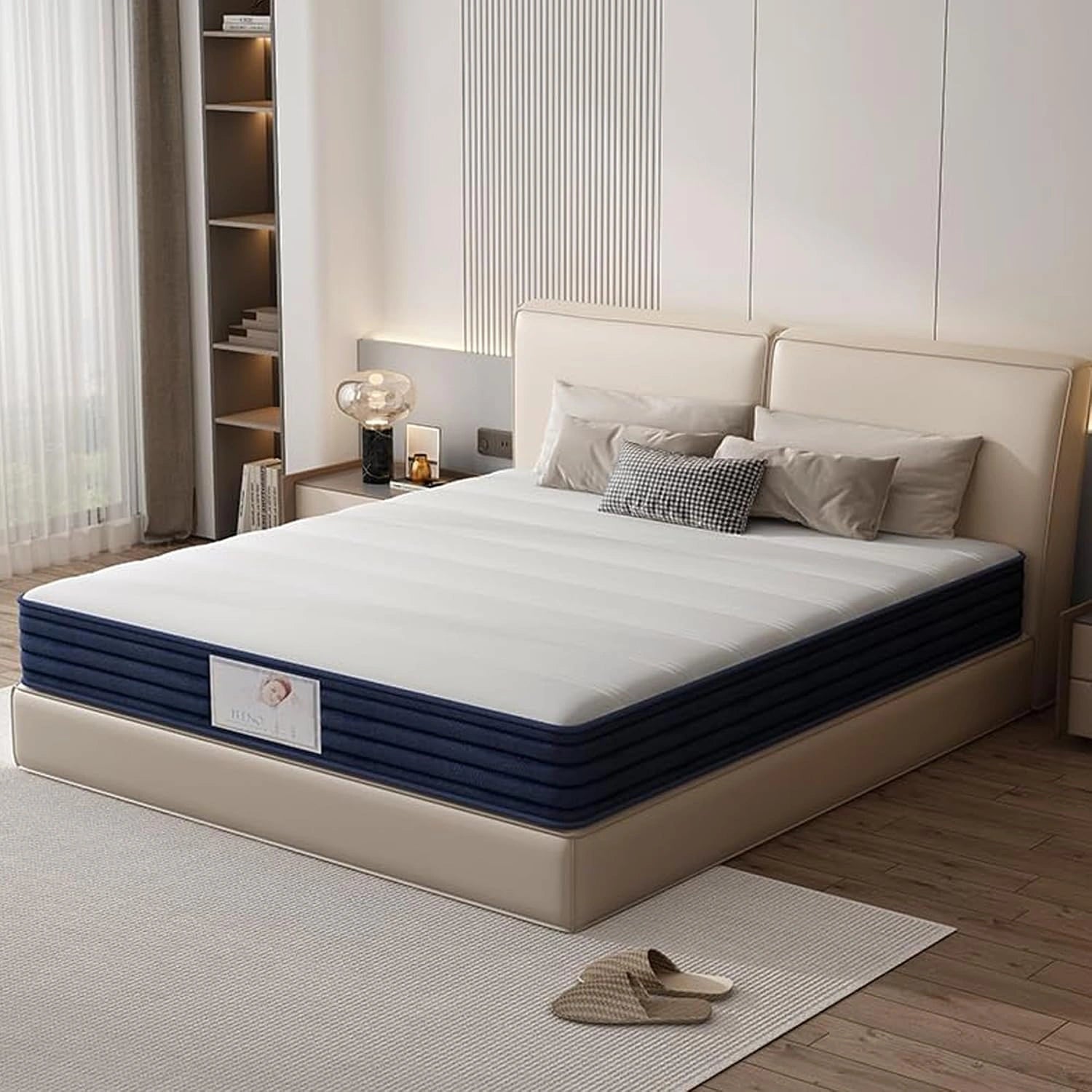 TEENO Matelas 90x190 en Mousse et Ressorts 22 cm d'épaisseur, 7 Zones de Confort, résistant et Durable, Support à Haute résilience, Respirant